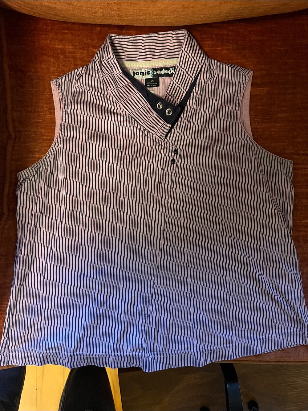 jamie sadock Pink and Black Sleeveless Golf Tank with accent collar